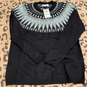 Macys Style & Co Fair Isle Black and Gray Sweater XS